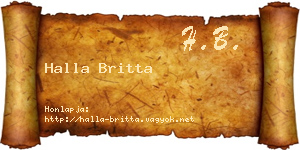 Halla Britta névjegykártya